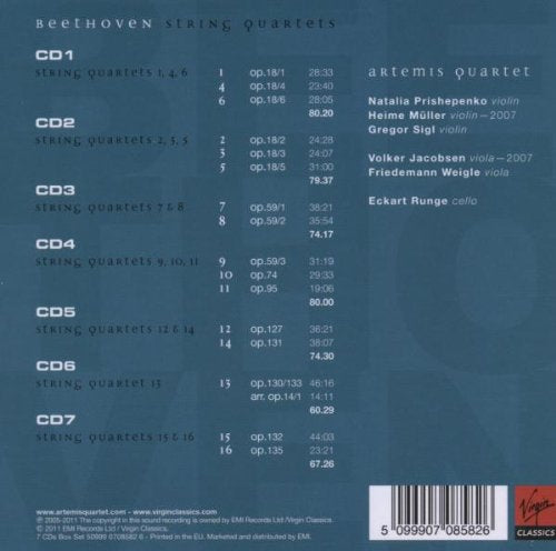 BEETHOVEN: COMPLETE STRING QUARTETS - Artemis String Quartet (7 CDs)