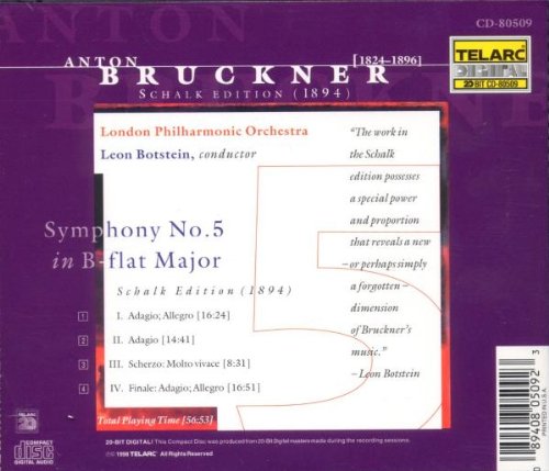 BRUCKNER: SYMPHONY NO. 5 (SCHALK Edition) - Botstein, London Philharmonic Orchestra