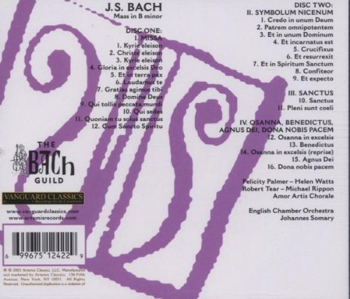 BACH, J.S.: MASS IN B MINOR - PALMER, WATTS, TEAR, RIPPON, ENGLISH CHAMBER ORCHESTRA (2 CDS)