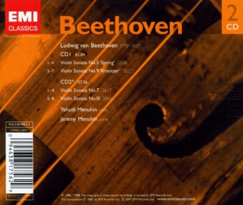 BEETHOVEN: VIOLIN SONATAS - YEHUDI AND JEREMY MENUHIN (2 CDS)