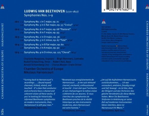Beethoven: 9 Symphonies - Nikolaus Harnoncourt, Chamber Orchestra of Europe (5 CDs)