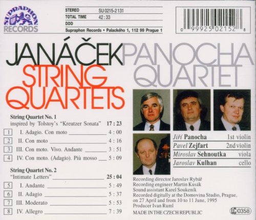 JANACEK: String Quartets 1 & 2 - Panocha Quartet