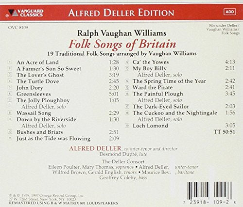 FOLK SONGS OF BRITAIN (ARR. BY RALPH VAUGHAN WILLIAMS) - DELLER CONSORT