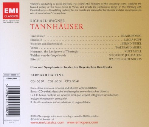 WAGNER: TANNHAUSER - POPP, MEIER, KONIG, WEIKL, MOLL, JERUSALEM (3 CDS)