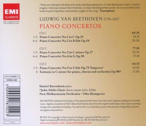 BEETHOVEN: COMPLETE PIANO CONCERTOS - NEW PHILHARMONIA, BARENBOIM, KLEMPERER (3 CDS)