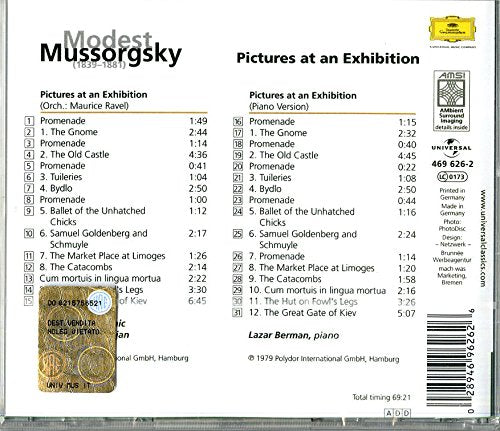 MUSSORGSKY: PICTURES AT AN EXHIBITION (PIANO VERSION; ORCHESTRAL VERSION ARR. RAVEL) - BERMAN, KARAJAN, BERLIN PHILHARMONIC