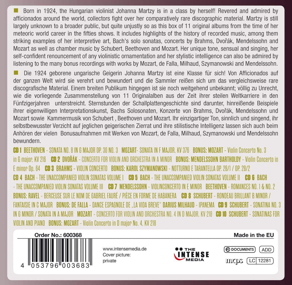 JOHANNA MARTZY - MILESTONES OF A LEGEND (10 CDs)