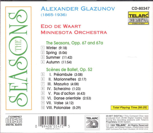 GLAZUNOV: The Seasons; Scenes de Ballet - Edo de Waart, Minnesota Orchestra