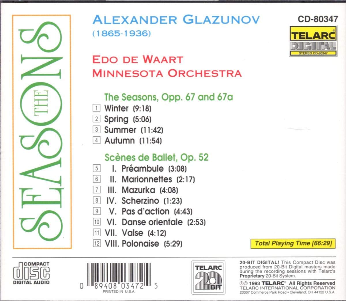 GLAZUNOV: The Seasons; Scenes de Ballet - Edo de Waart, Minnesota Orchestra
