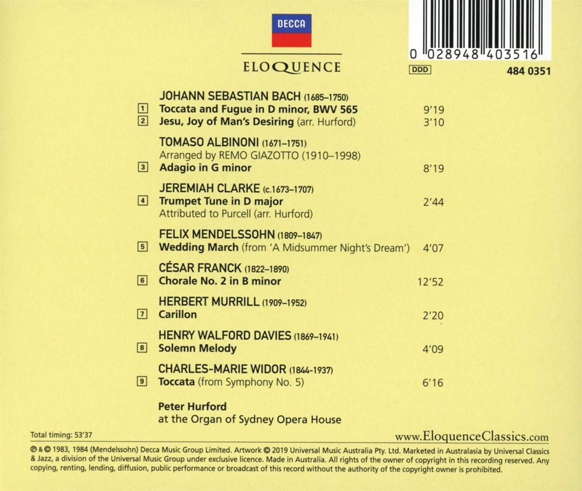 PETER HURFORD: THE ORGAN AT THE SYDNEY OPERA HOUSE