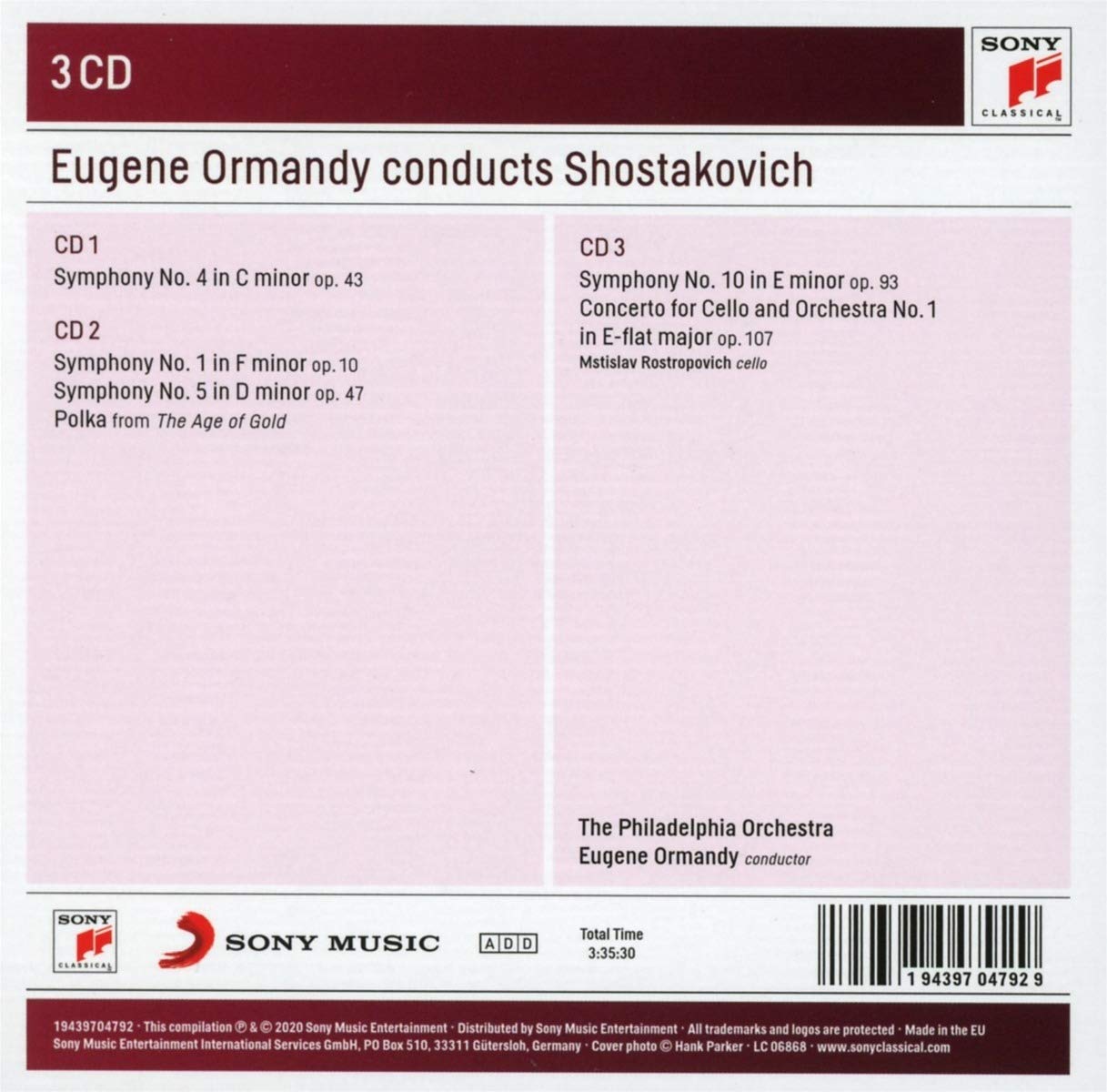 EUGENE ORMANDY CONDUCTS SHOSTAKOVICH (3 CDS)