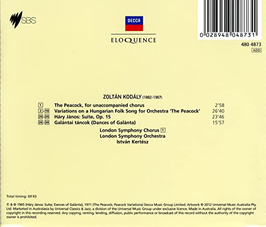 KODALY: ORCHESTRAL WORKS - KERTESZ, LONDON SYMPHONY ORCHESTRA AND CHORUS