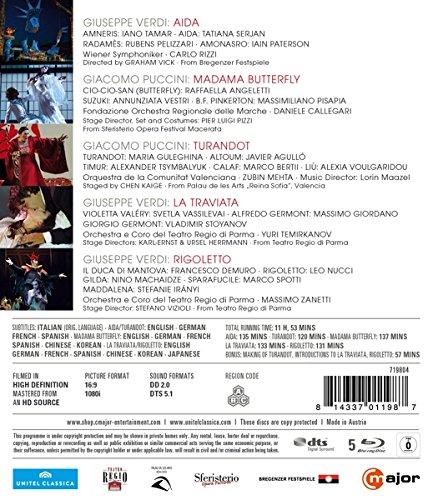BELCANTO D'AMORE (5 BLU-RAYs) - AIDA, BUTTERFLY, TURANDOT, TRAVIATA & RIGOLETTO