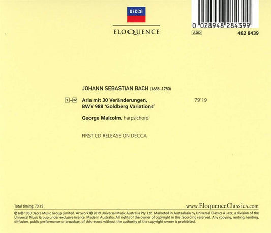 BACH: GOLDBERG VARIATIONS - GEORGE MALCOLM