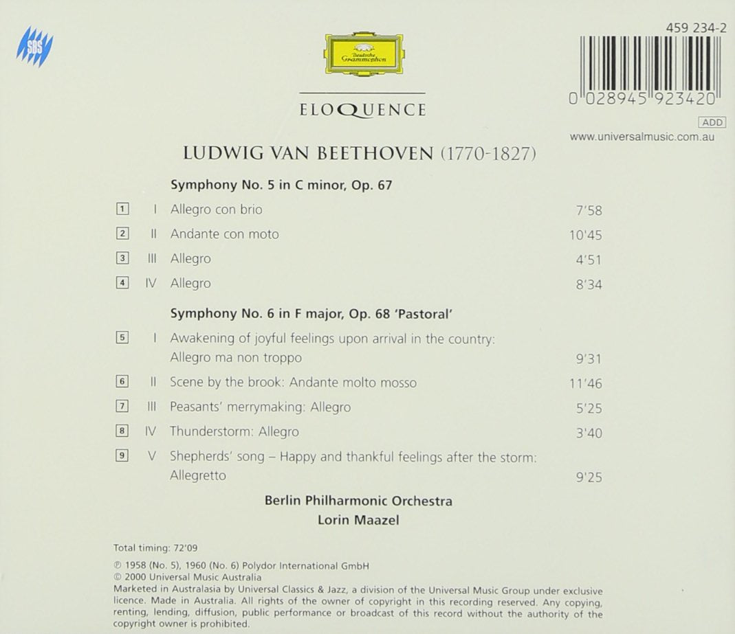 BEETHOVEN: SYMPHONIES 5 & 6 - MAAZEL, BERLIN PHILHARMONIC