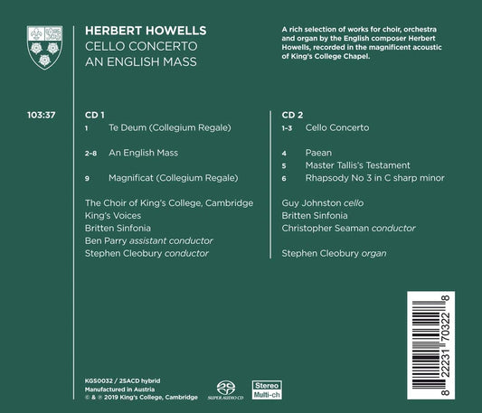 Howells: Cello Concerto, An English Mass & Other Works - The Choir of King's College Cambridge (2 SACDs)