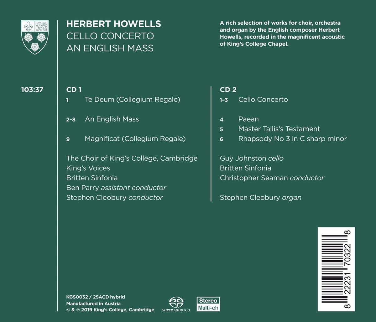 Howells: Cello Concerto, An English Mass & Other Works - The Choir of King's College Cambridge (2 SACDs)