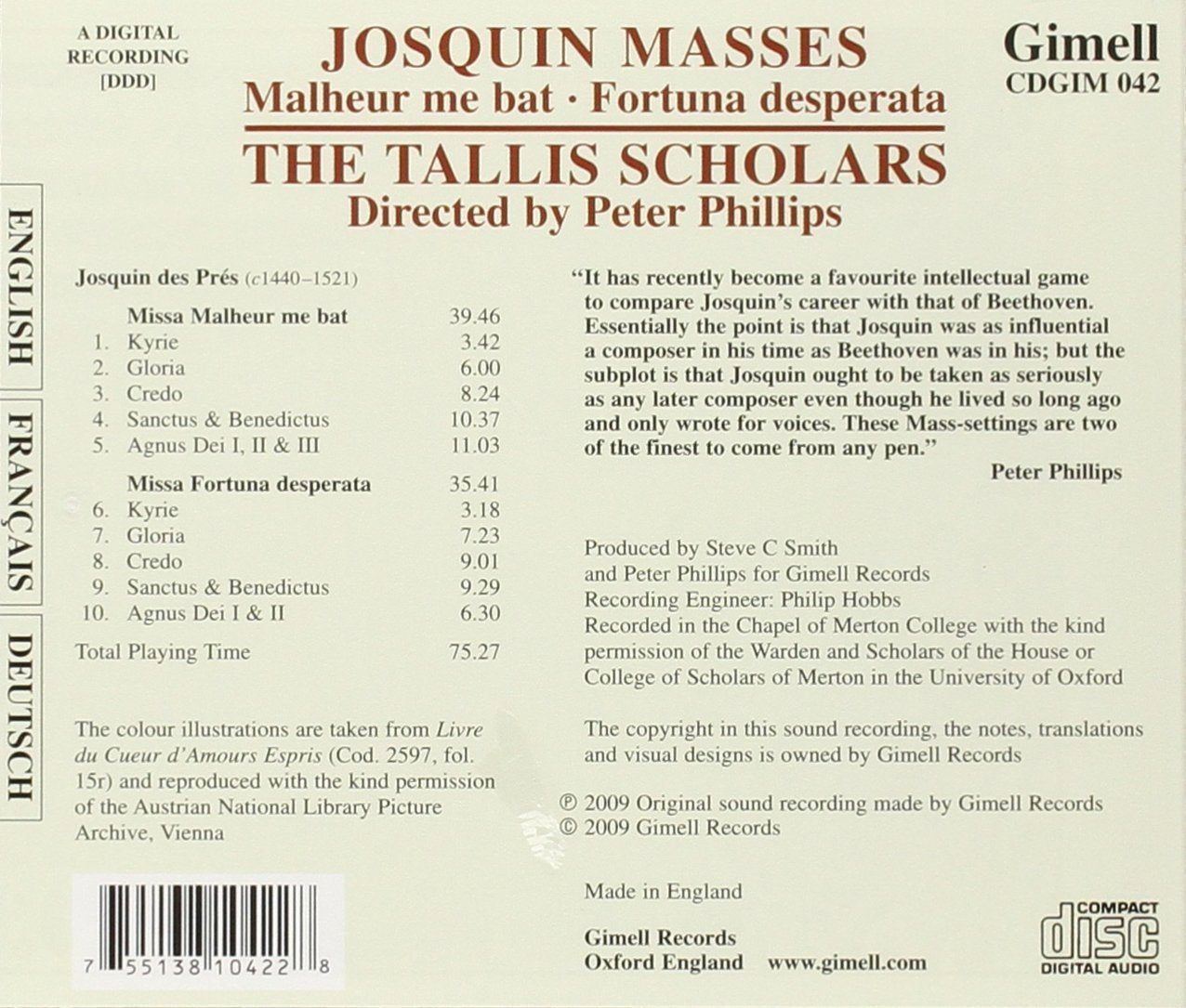 Josquin: Missa Malheur Me Bat - The Tallis Scholars
