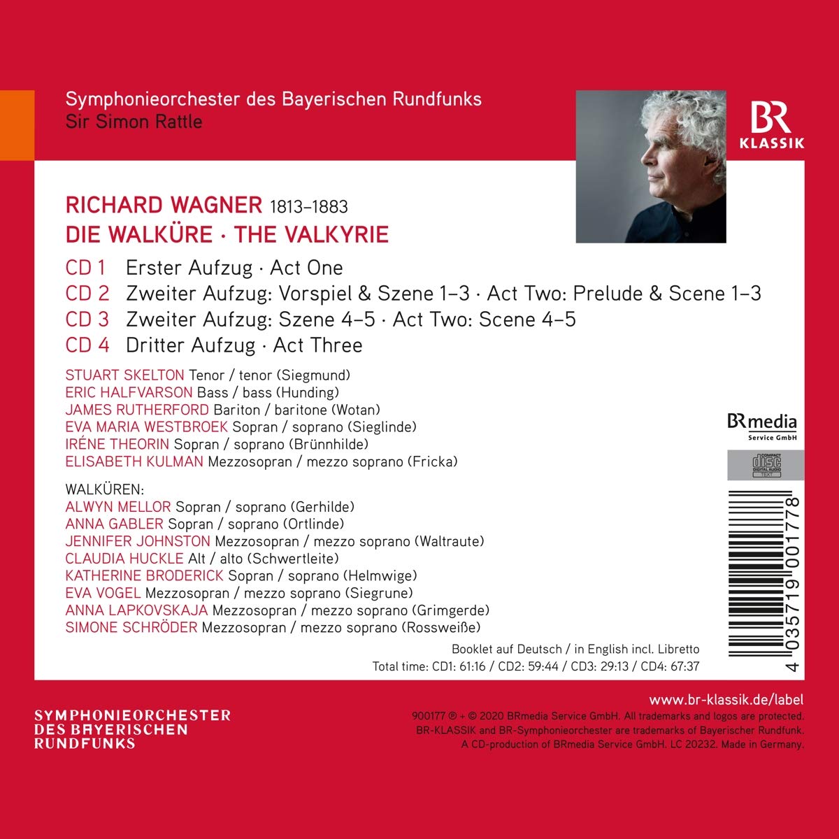 WAGNER: DIE WALKURE - Simon Rattle, Symphonieorchester Des Bayerischen Rundfunks (4 CDs)