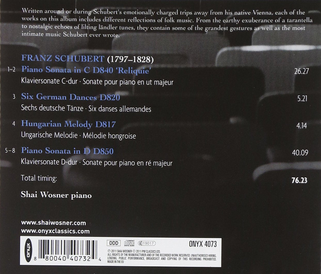 SCHUBERT: Piano Sonatas D840 & D850; Six German Dances D820 - Shai Wosner