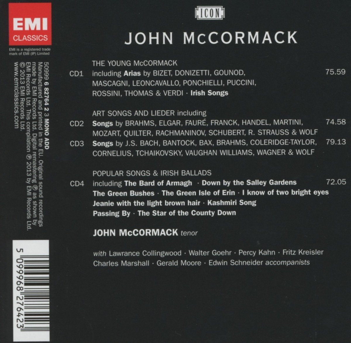 JOHN MCCORMACK: Icon - I'll Walk Beside You (4 CDs)
