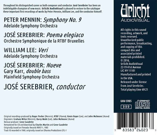 JOSE SEREBRIER CONDUCTS MENNIN, LEE & SEREBRIER