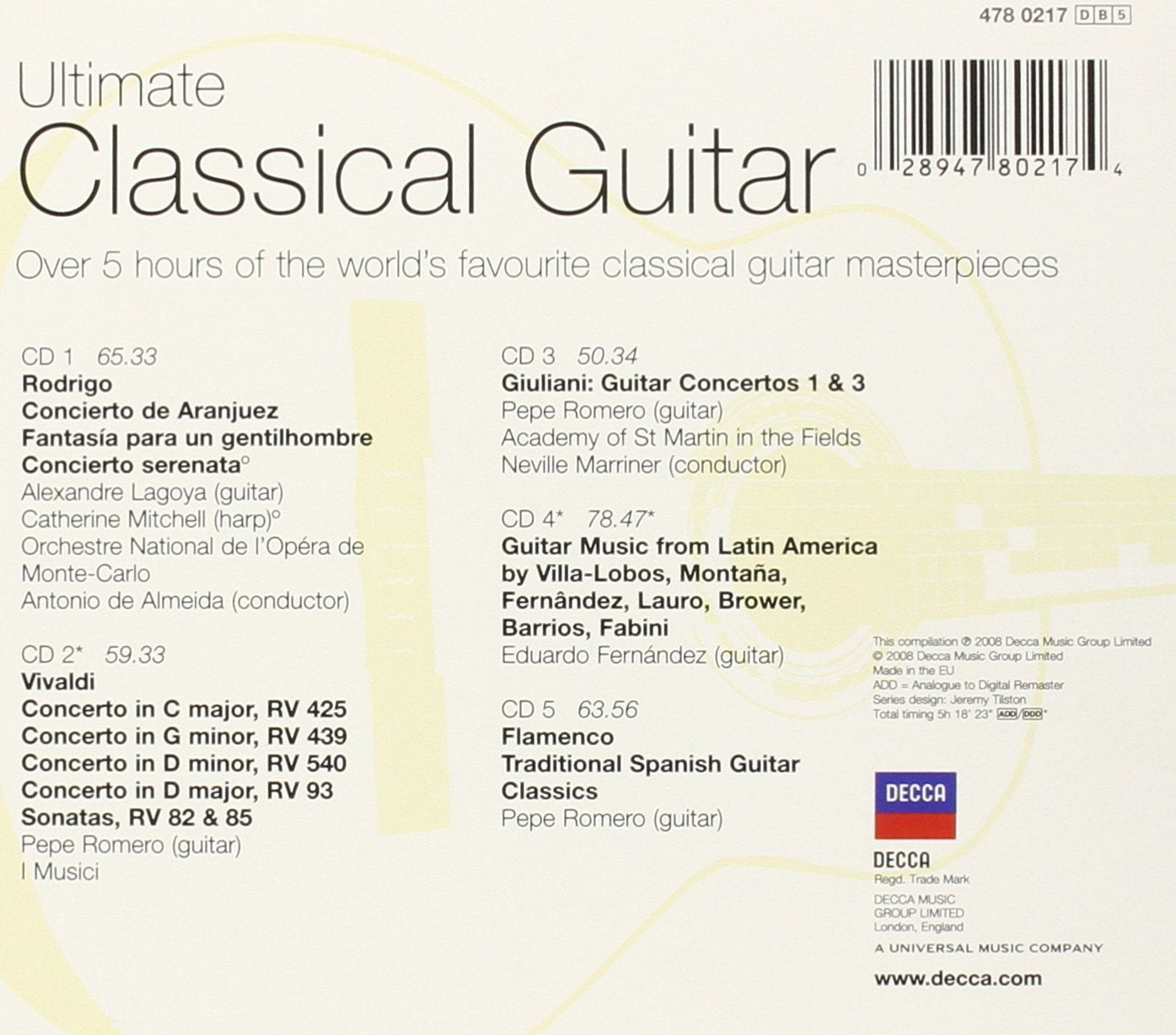 THE ULTIMATE CLASSICAL GUITAR - 5 CDS