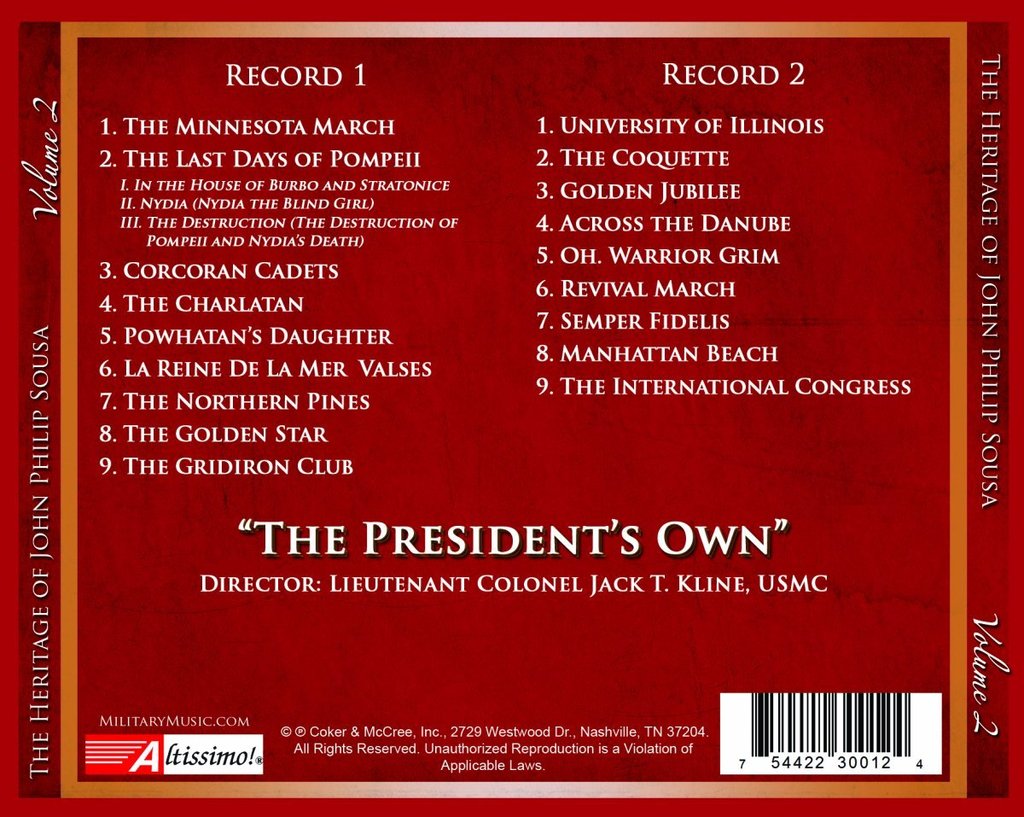 SOUSA: HERITAGE OF JOHN PHILIP SOUSA, VOLUME 2 - US MARINE BAND (2 CDS)