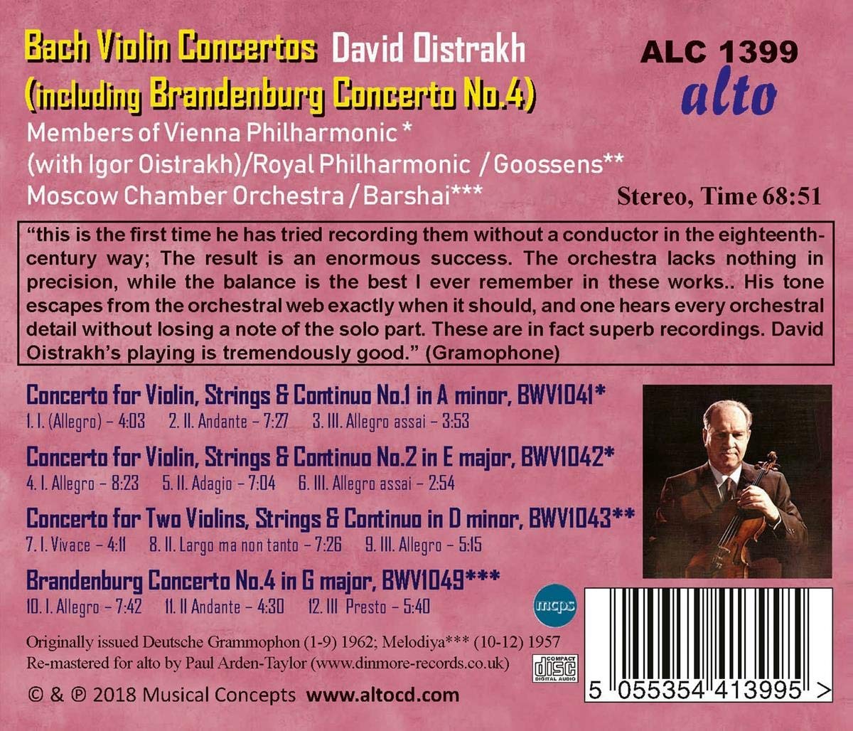 BACH: VIOLIN CONCERTOS 1-3; BRANDENBURG CONCERTO NO.4 - DAVID AND IGOR OISTRAKH