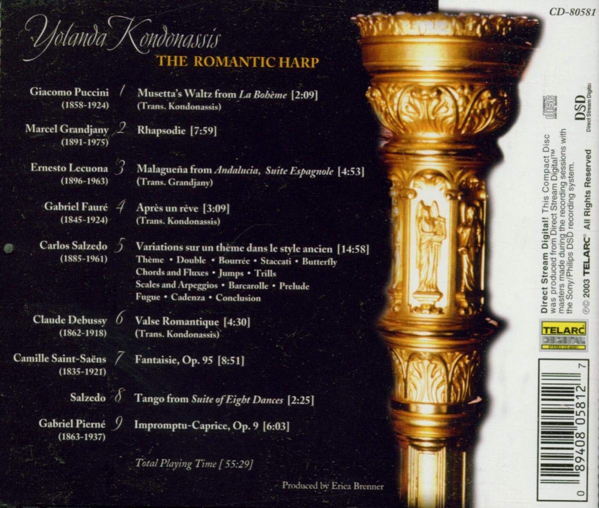 THE ROMANTIC HARP (PUCCINI / GRANDJANY / LECUONA and MORE) - Yolanda Kondonassis