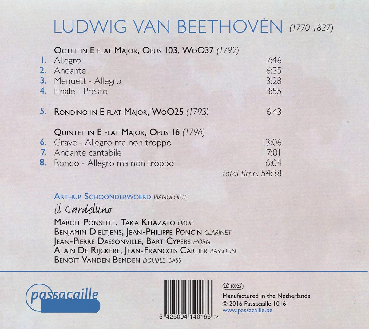 Beethoven: Octet Op. 103; Rondino; Quintet for Winds - Il Gardellino