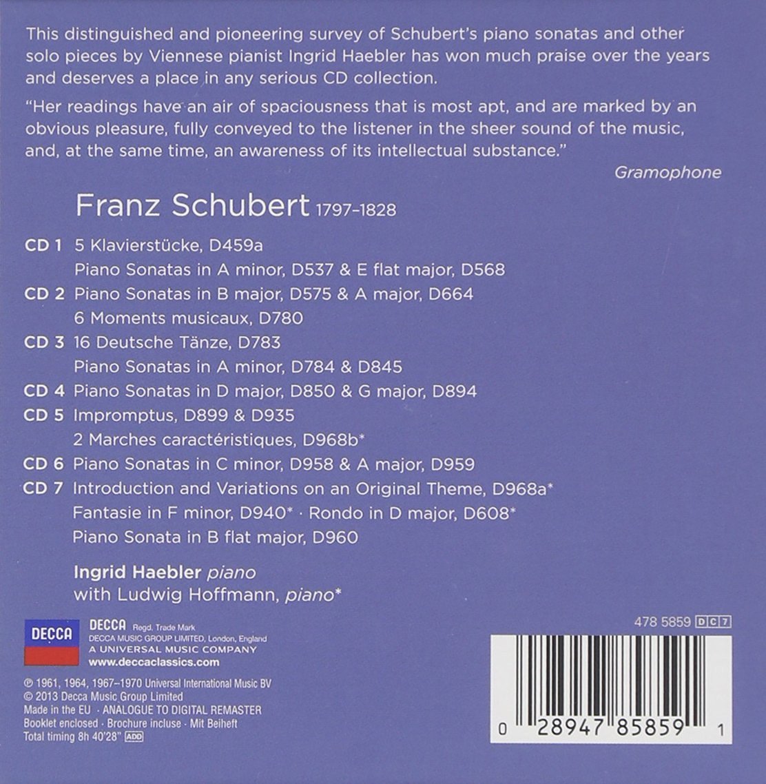 SCHUBERT: THE PIANO SONATAS - INGRID HAEBLER (7 CDS)