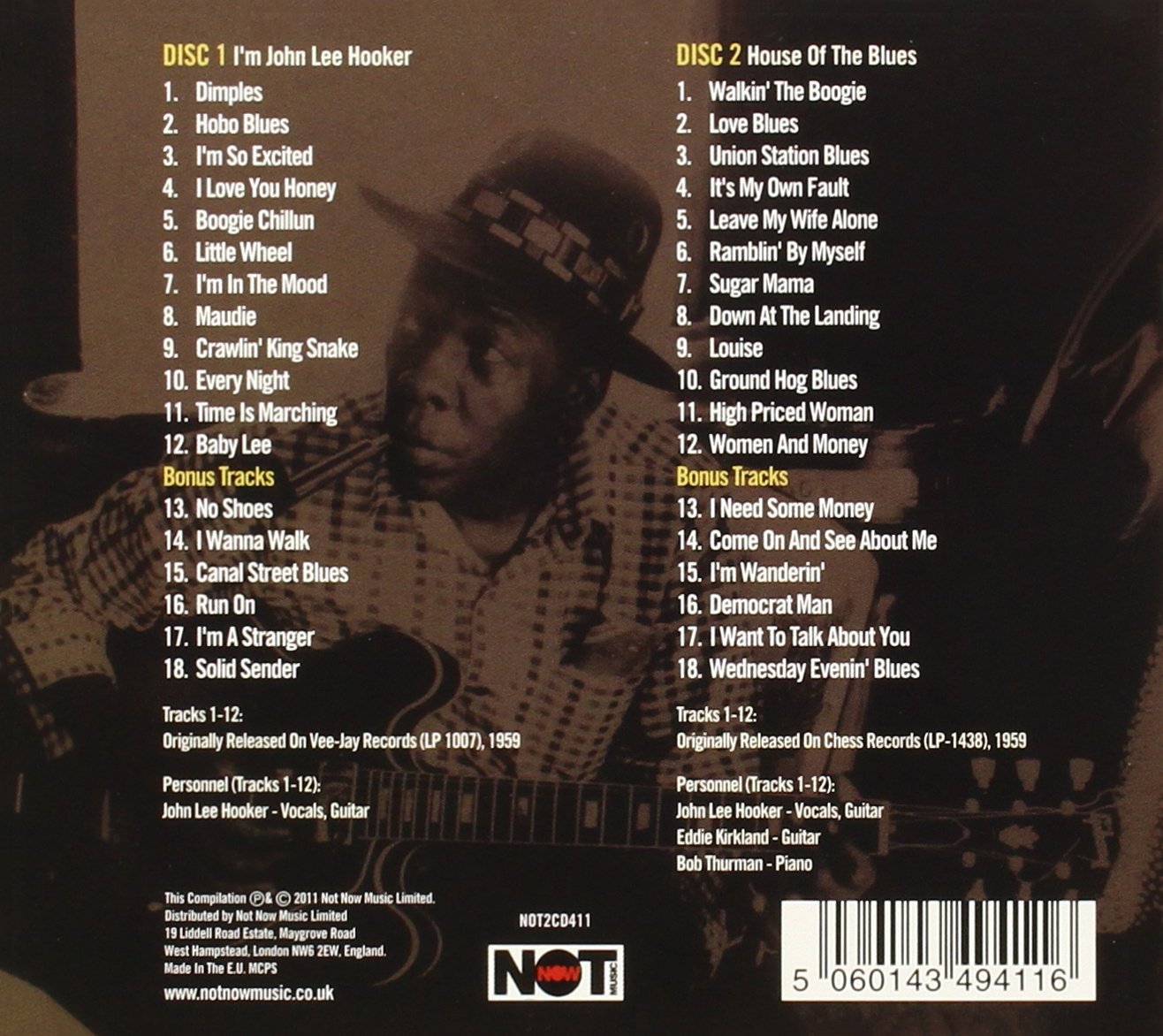 JOHN LEE HOOKER: House Of The Blues (2 CDS)