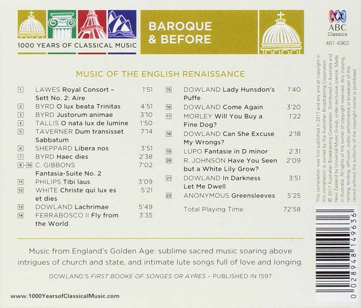 MUSIC OF THE ENGLISH RENAISSANCE