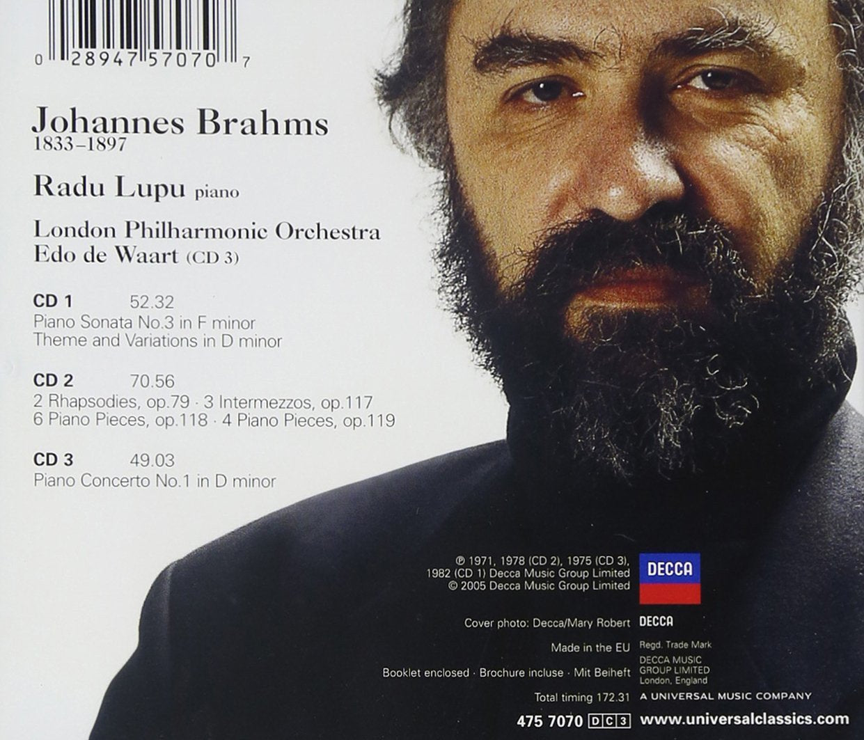 RADU LUPU PLAYS BRAHMS (3 CDS)