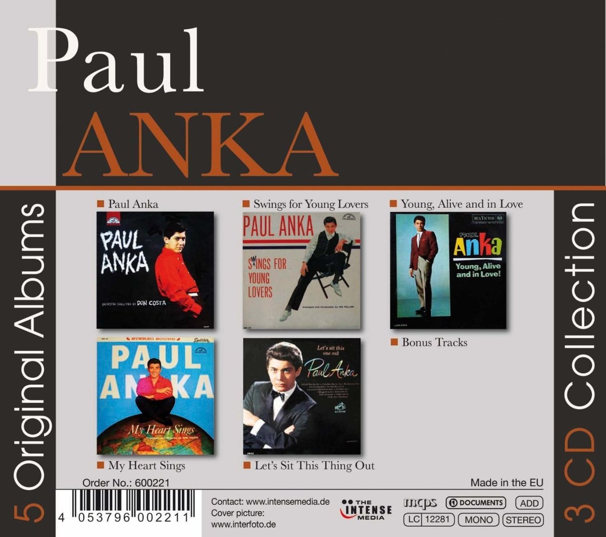 PAUL ANKA - 5 ORIGINAL ALBUMS (3 CDS)