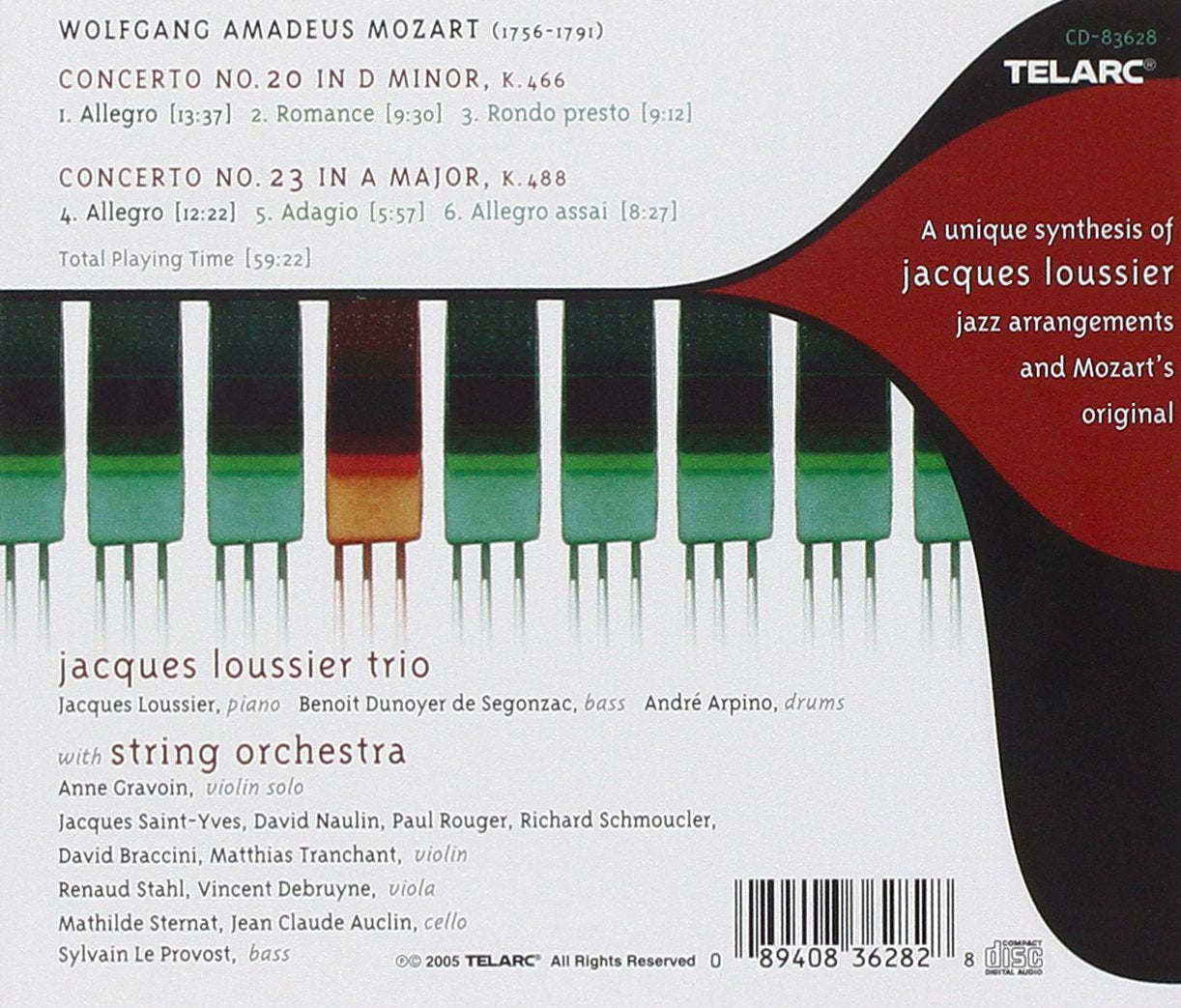 MOZART: Piano Concertos 20 & 23 - Jacques Loussier Trio with string orchestra