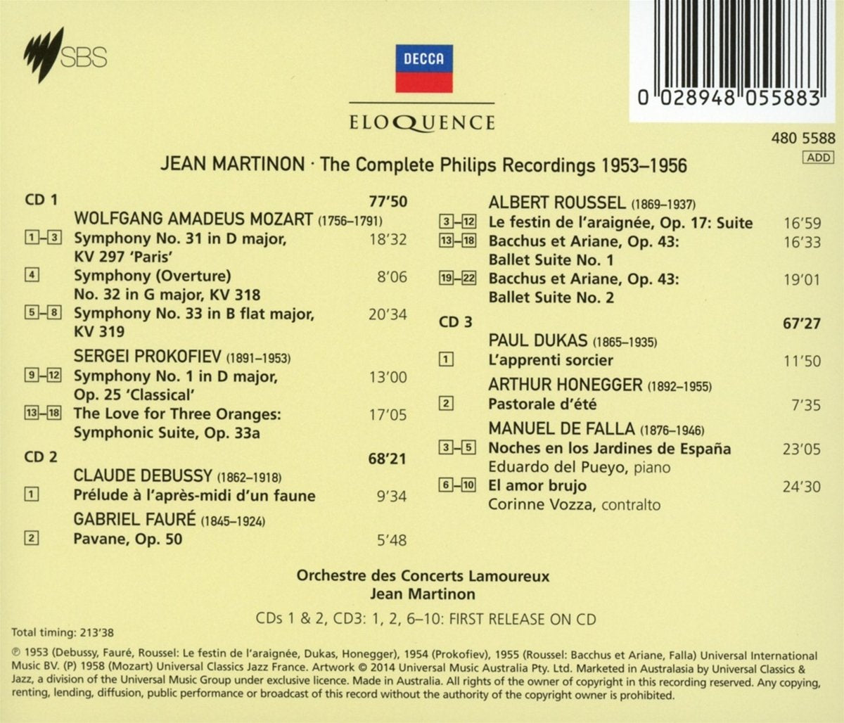 JEAN MARTINON: THE PHILIPS LEGACY 1953-1956 (3 CDS)