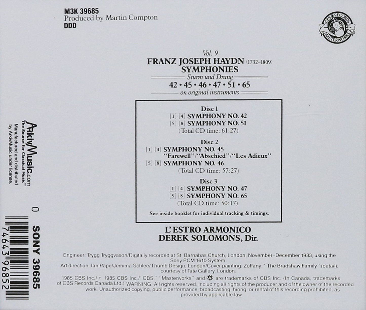 HAYDN: SYMPHONIES NOS. 42, 45, 46, 47, 51, 65 - L'ESTRO ARMONICO (3 CDS)