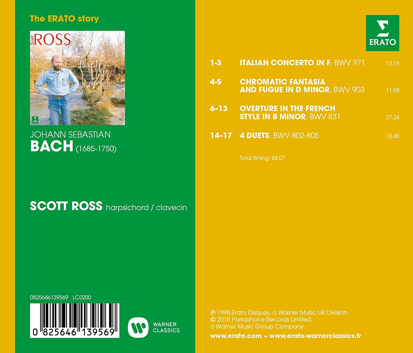 BACH: ITALIAN CONCERTO, CHROMATIC FANTASY & FUGUE, FRENCH OVERTURE, 4 DUETS - Scott Ross
