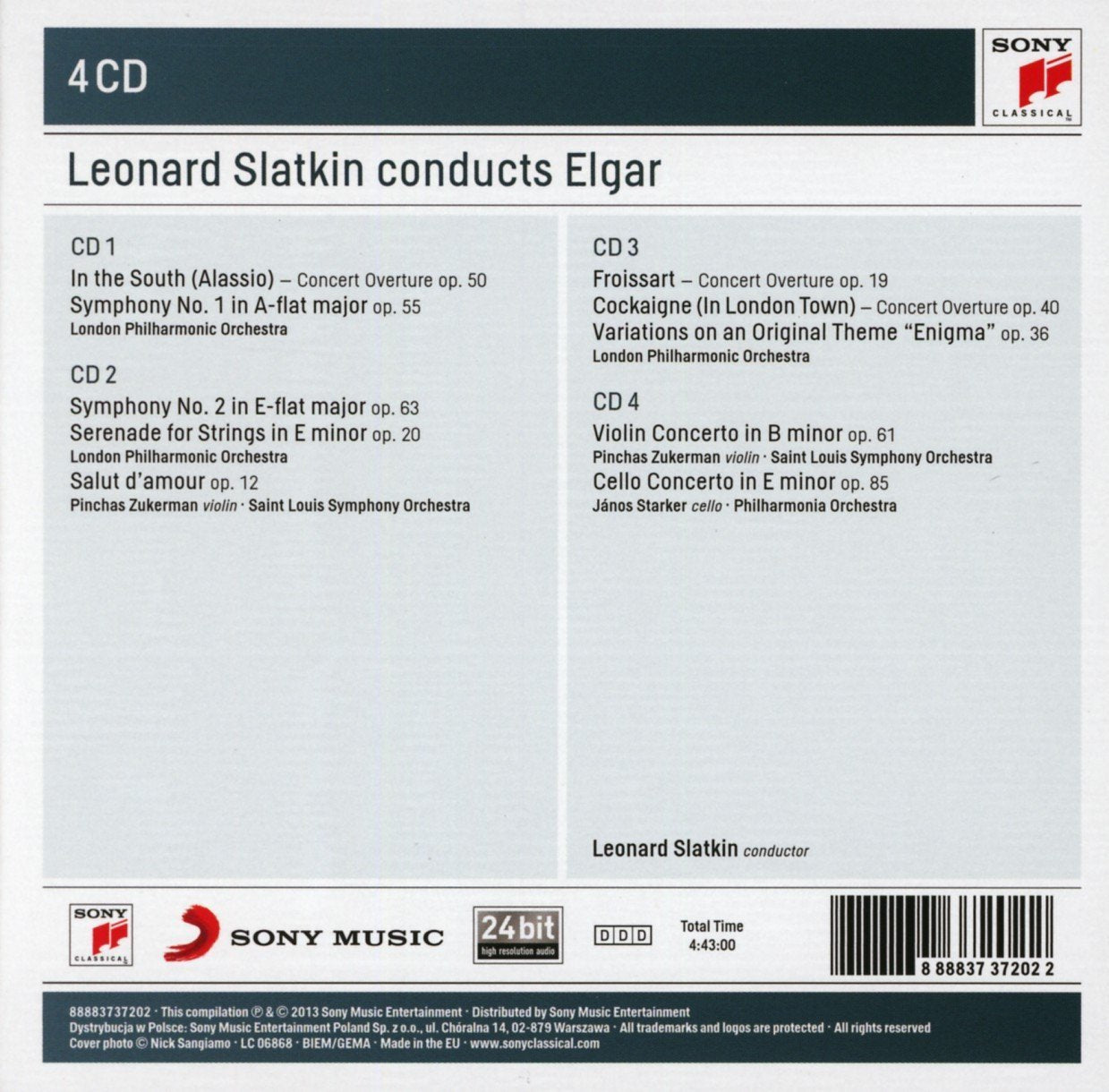 LEONARD SLATKIN CONDUCTS ELGAR (4 CDS)