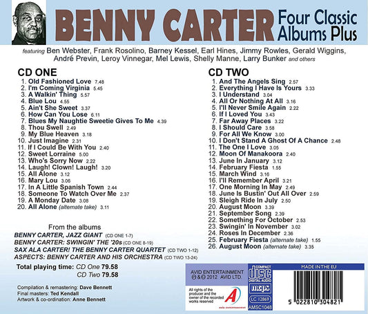 BENNY CARTER: FOUR CLASSIC ALBUMS PLUS (BENNY CARTER, JAZZ GIANT / SWINGIN’ THE ‘20’S / SAX ALA CARTER! / ASPECTS) (2 CD)