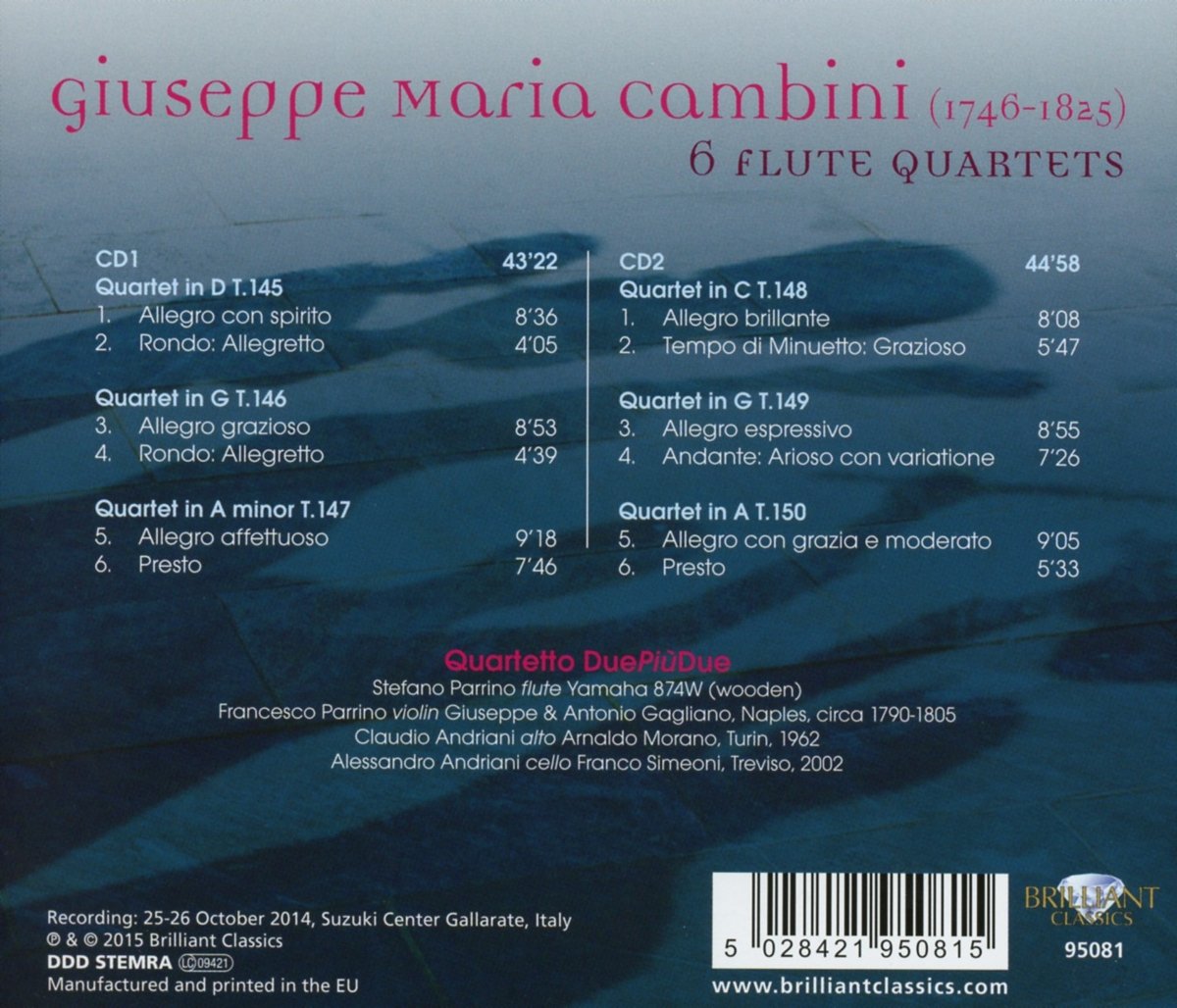 CAMBINI: 6 Flute Quartets - Quartetto DuePiùDue (2 CDS)