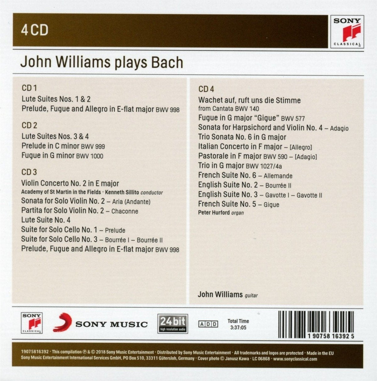John Williams Plays Bach - 4 CDs (Sony Classical Masters)