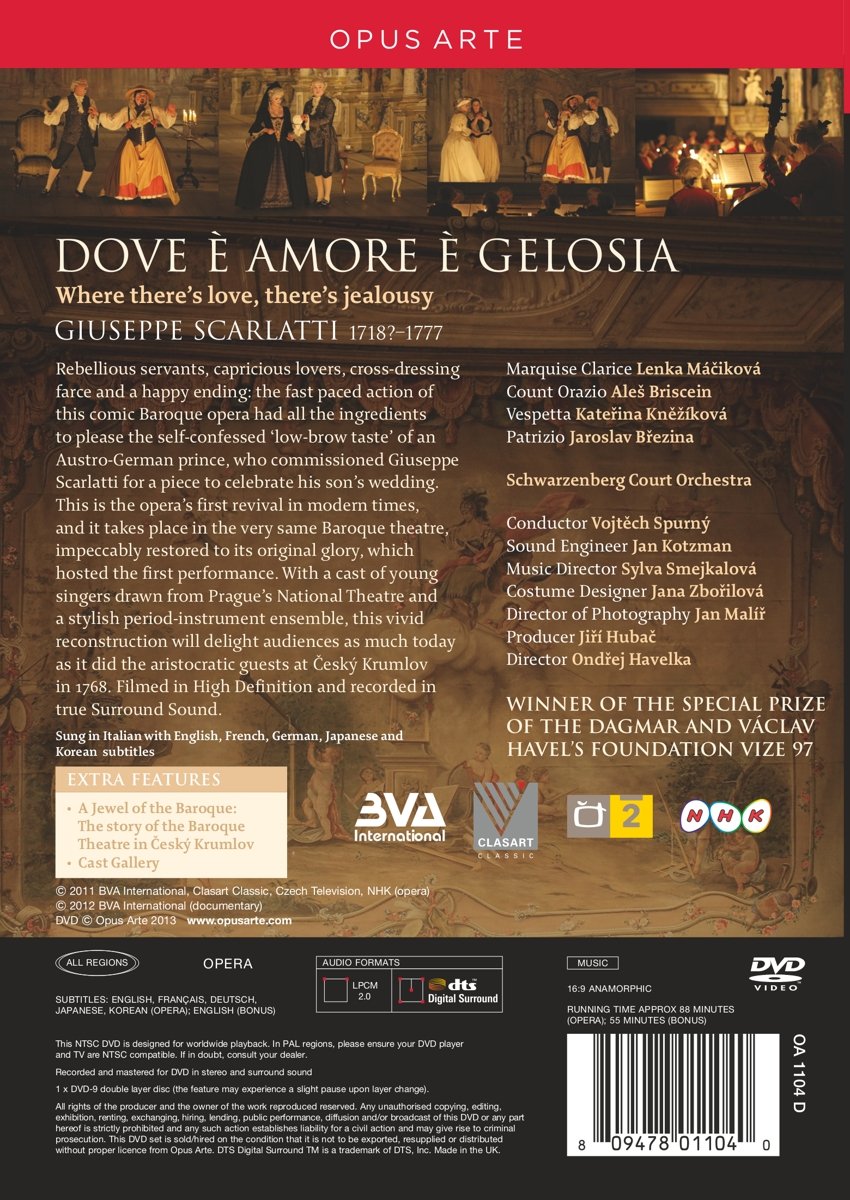 SCARLATTI, G.: Dove e amore e gelosia - Schwartzenberg Court Orchestra, Vojtech Spurny (DVD)