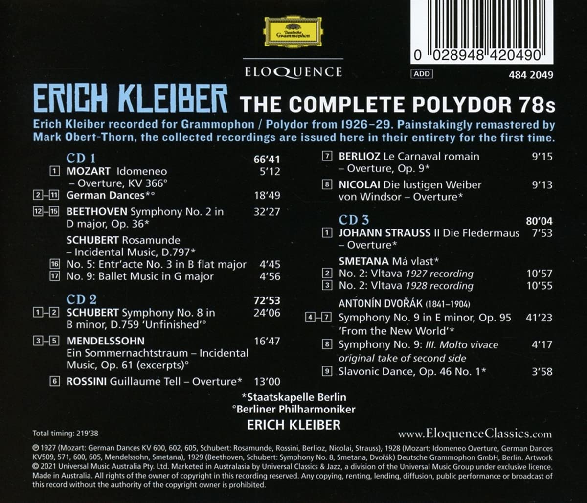 ERICH KLEIBER: THE COMPLETE POLYDOR 78S (3 CDS)