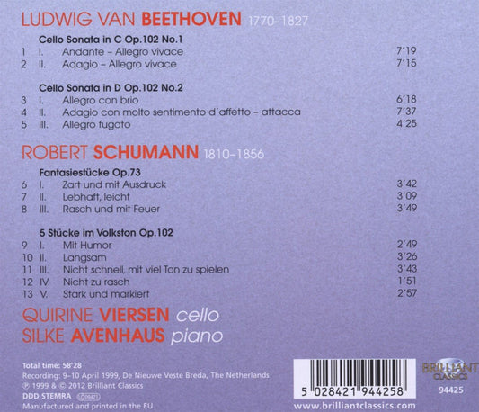 BEETHOVEN: Music for Cello and Piano - Quirine Viersen (cello) & Silke Avenhaus (piano