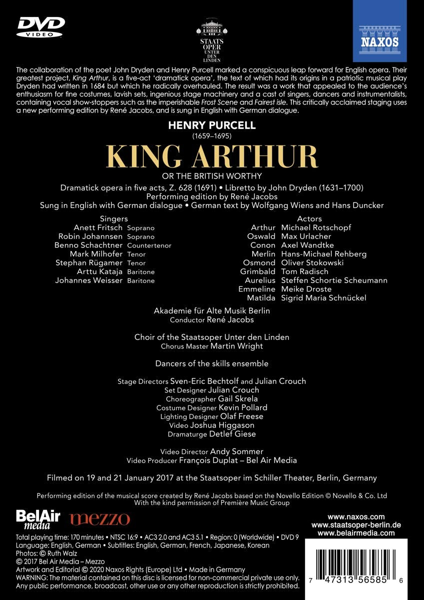 PURCELL: KING ARTHUR - RENE JACOBS (DVD)