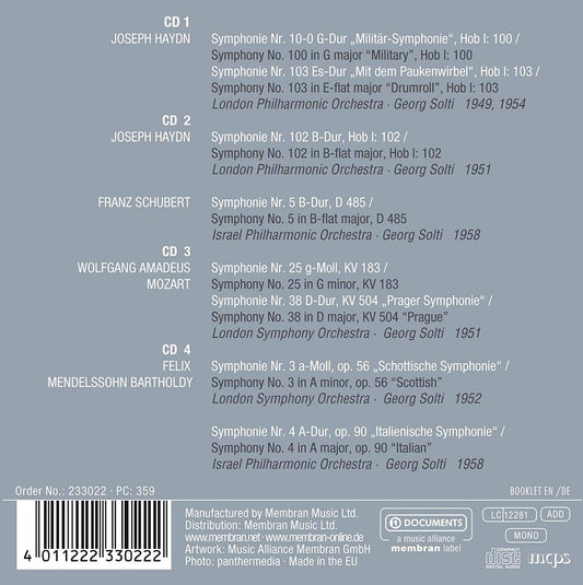 GEORG SOLTI: FAVORITE SYMPHONIES - HAYDN, MOZART, SCHUBERT, MENDELSSOHN (4 CDS)