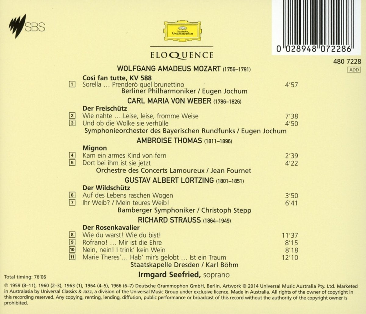 THE ART OF IRMGARD SEEFRIED: VOLUME 2 - OPERA ARIAS